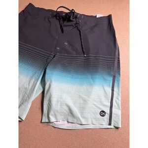 Outerknown Apex Board Shorts Mens 33 Black Teal Ombre Kelly Slater Swim Trunks